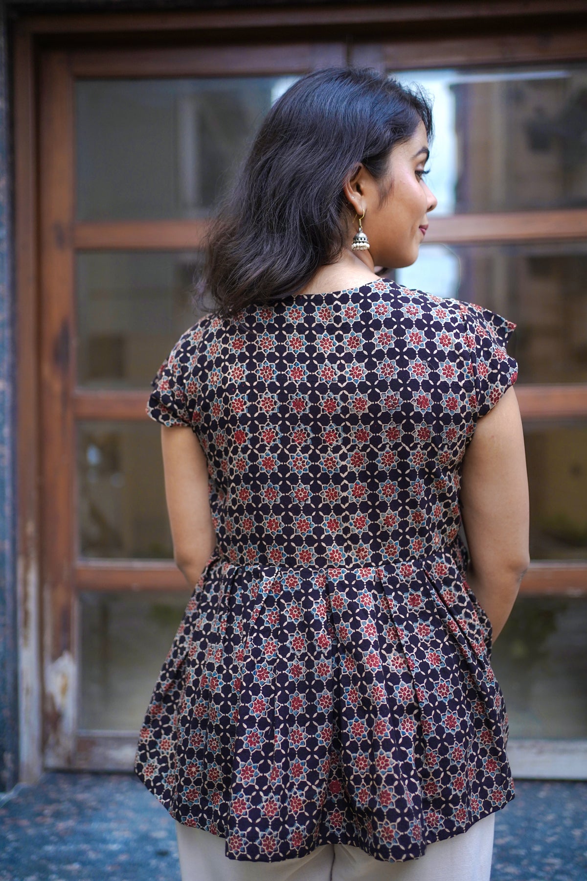 Anaya - Ajrakh Printed Cotton Peplum Top