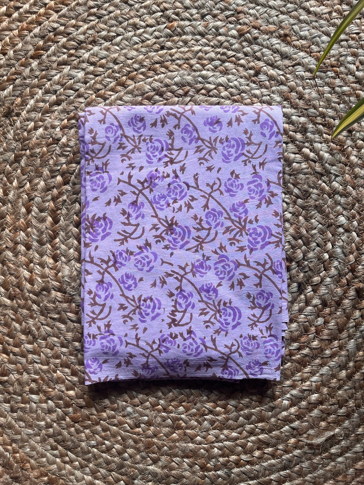 Naimisha – Lavender Floral Bagru Printed Maheshwari Silk Suit Set – handcrafted silk; cotton suits – Handcrafted in India