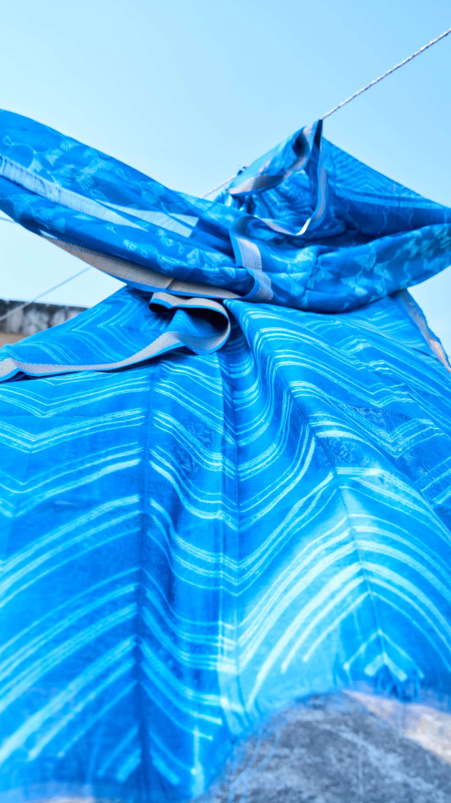 Blue Nui Shibori Maheshwari Silk Handcrafted Set – handcrafted silk; cotton suits – Handcrafted in India