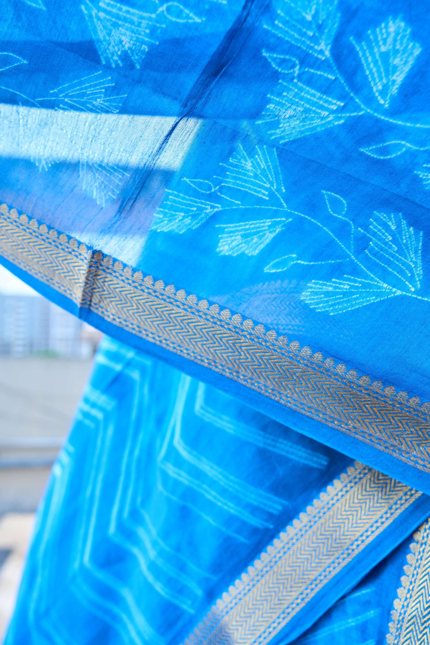 Blue Nui Shibori Maheshwari Silk Handcrafted Set – handcrafted silk; cotton suits – Handcrafted in India