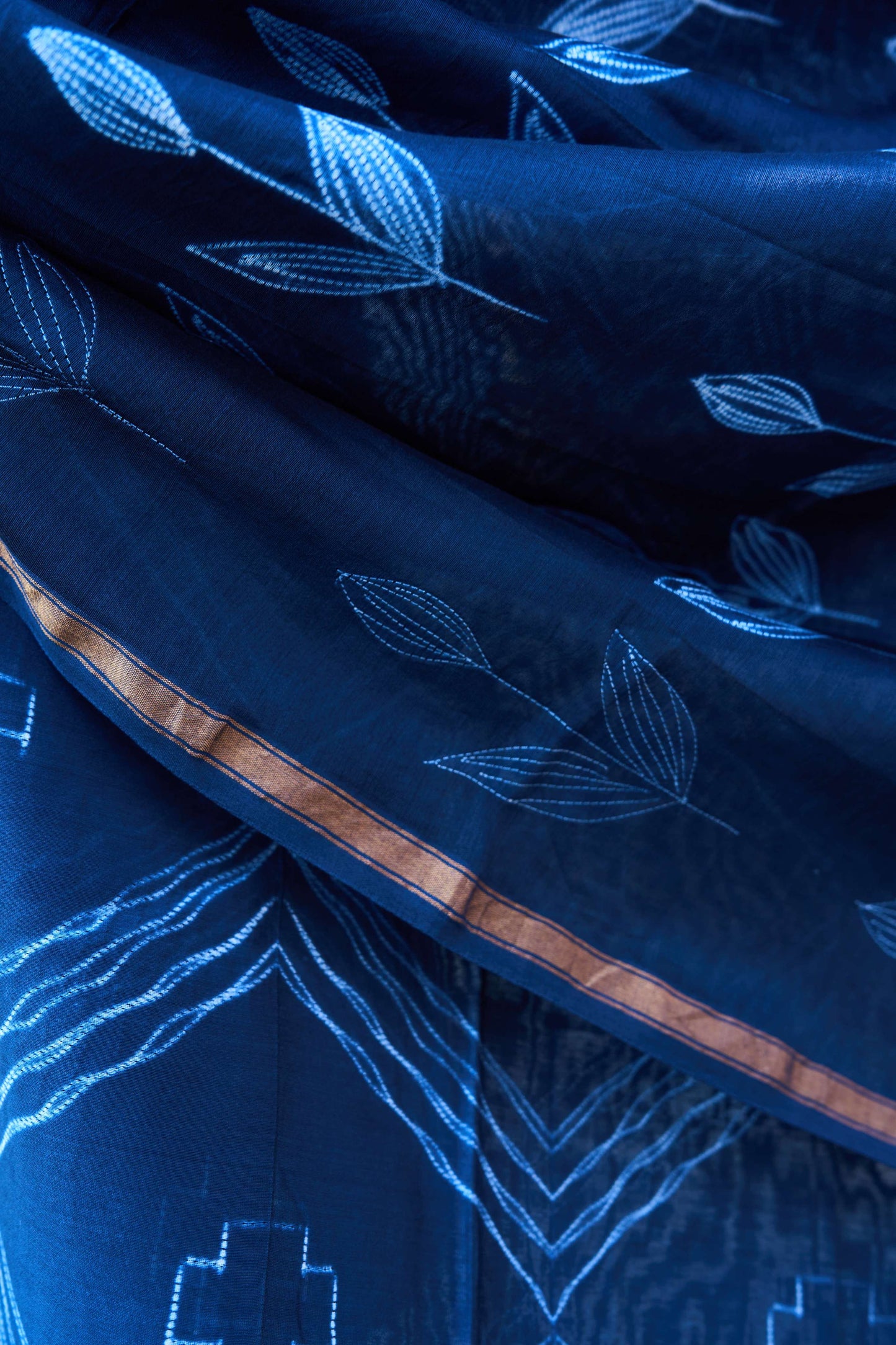 Indigo Blue Nui Shibori Handcrafted Chanderi Silk Set – handcrafted silk; cotton suits – Handcrafted in India