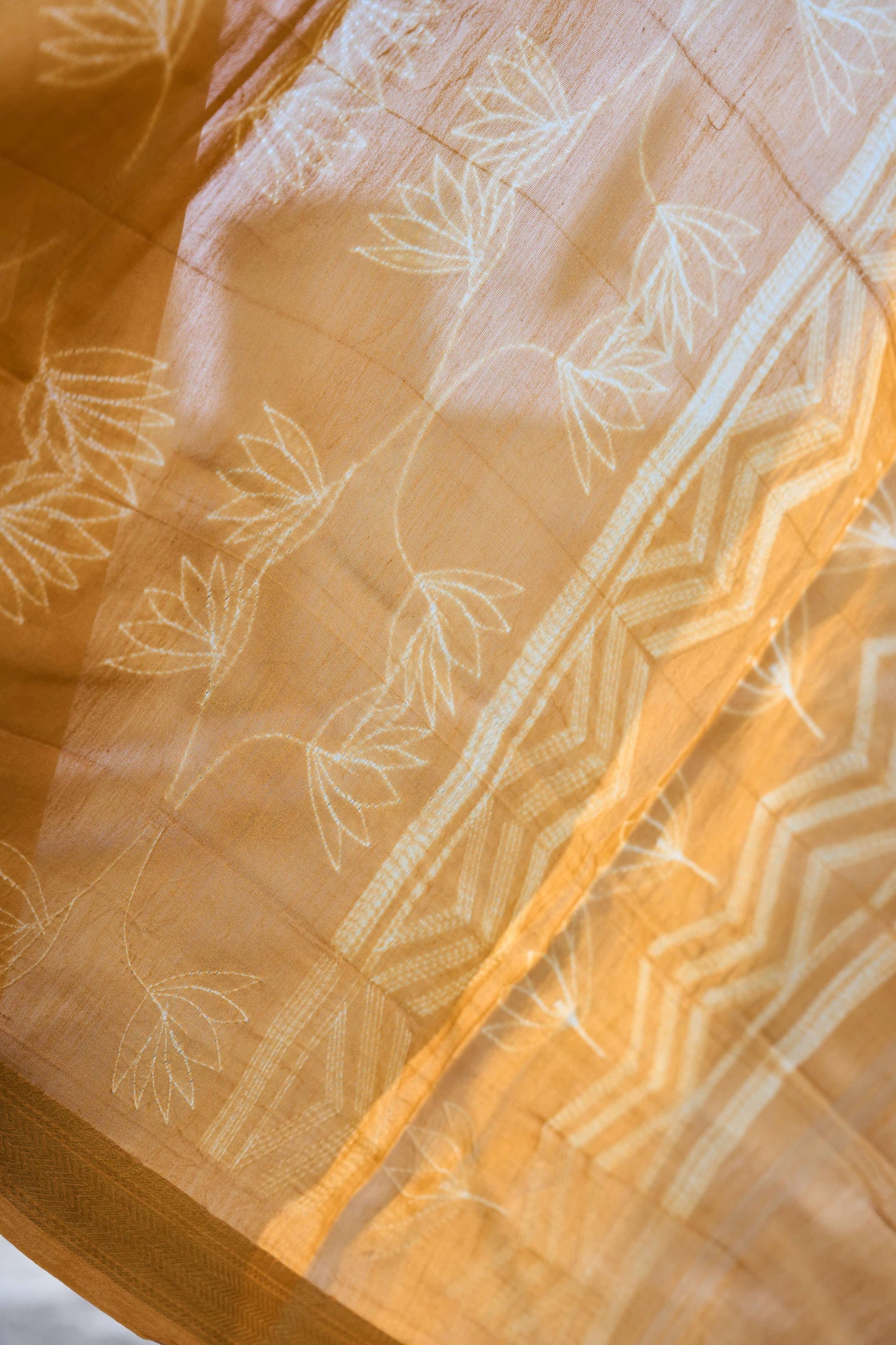 Mustard Yellow Nui Shibori Handcrafted Maheshwari Silk Set – handcrafted silk; cotton suits – Handcrafted in India
