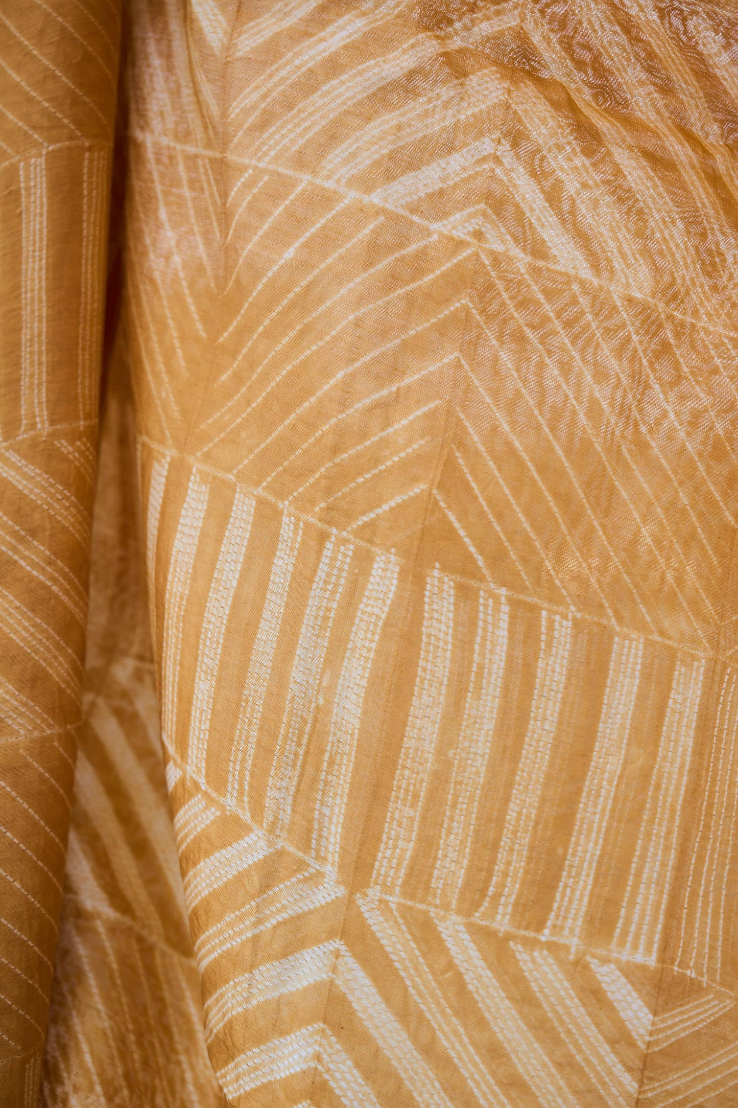 Mustard Yellow Nui Shibori Handcrafted Maheshwari Silk Set – handcrafted silk; cotton suits – Handcrafted in India