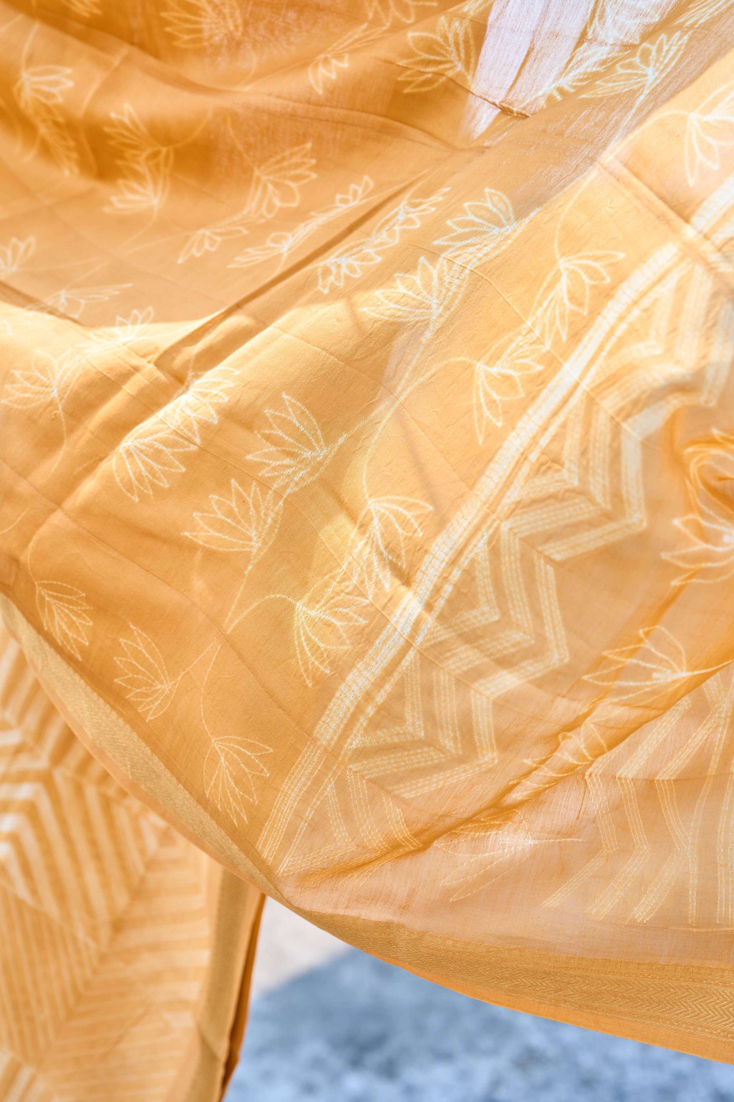 Mustard Yellow Nui Shibori Handcrafted Maheshwari Silk Set – handcrafted silk; cotton suits – Handcrafted in India