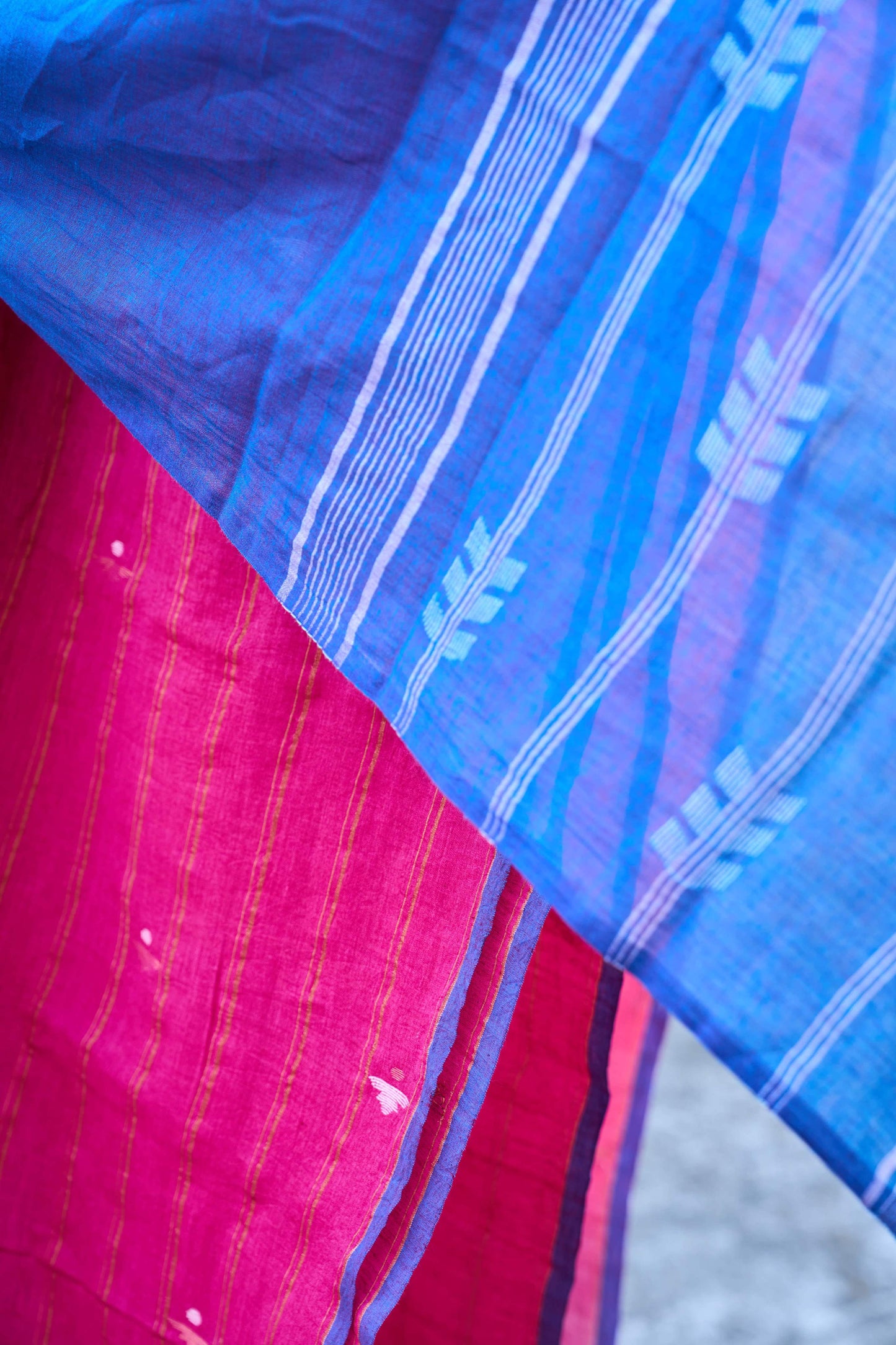 Magenta Jamdani Cotton Suit Set – handcrafted cotton – Handcrafted in India
