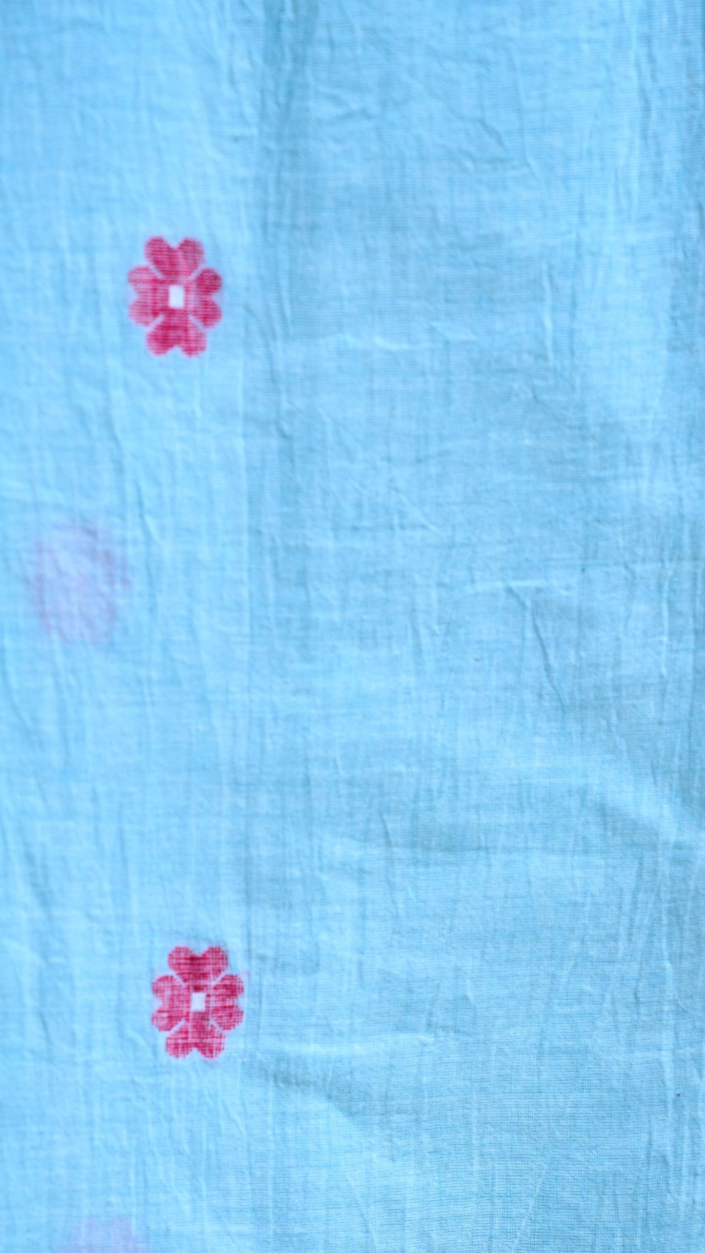 Mint Blue Jamdani Handwoven Cotton Fabric – Sold Per Meter – handcrafted cotton – Handcrafted in India
