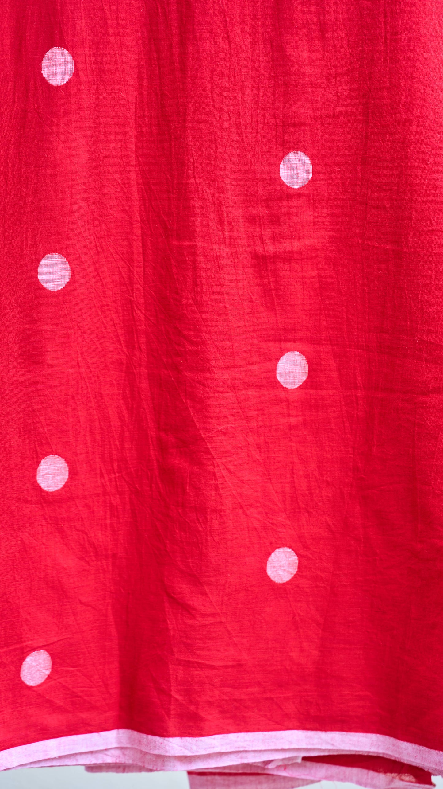 Red Jamdani Handwoven Cotton Fabric – Sold Per Meter – handcrafted cotton – Handcrafted in India