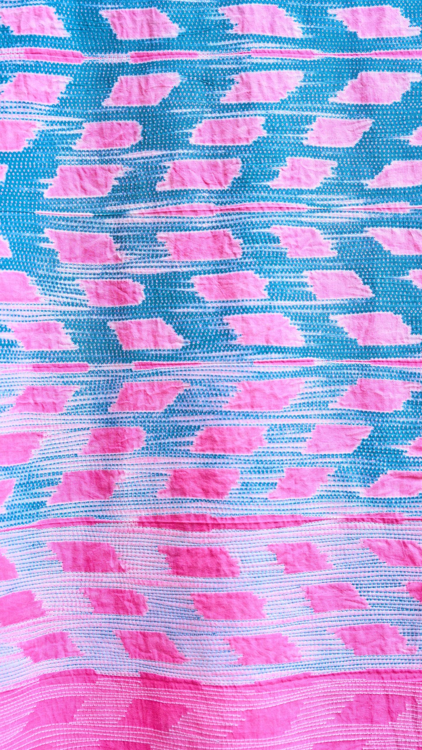 Pink Teal Nui Shibori Handcrafted Cotton Fabric – 2.5 Meters – handcrafted cotton – Handcrafted in India