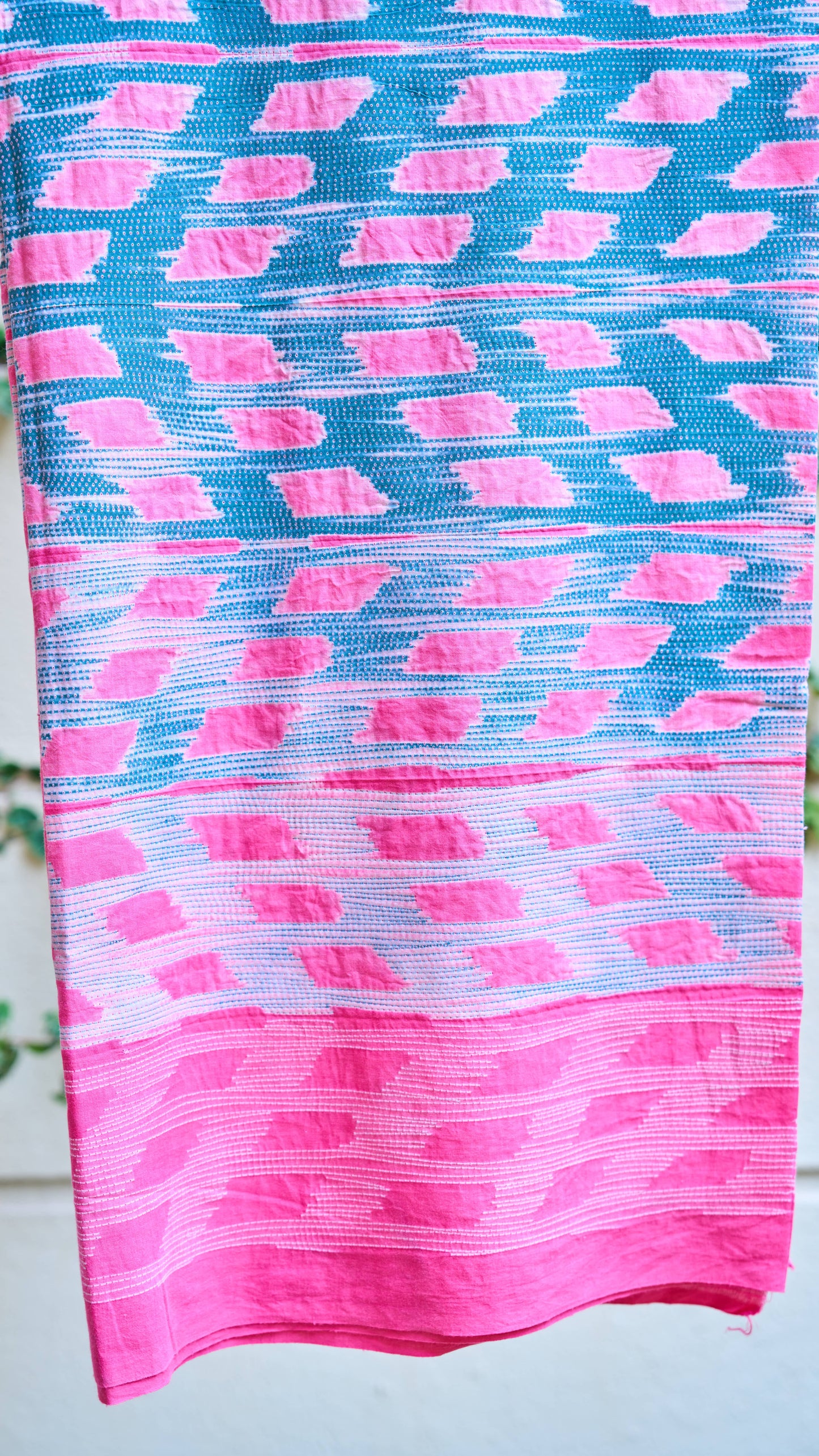 Pink Teal Nui Shibori Handcrafted Cotton Fabric – 2.5 Meters – handcrafted cotton – Handcrafted in India