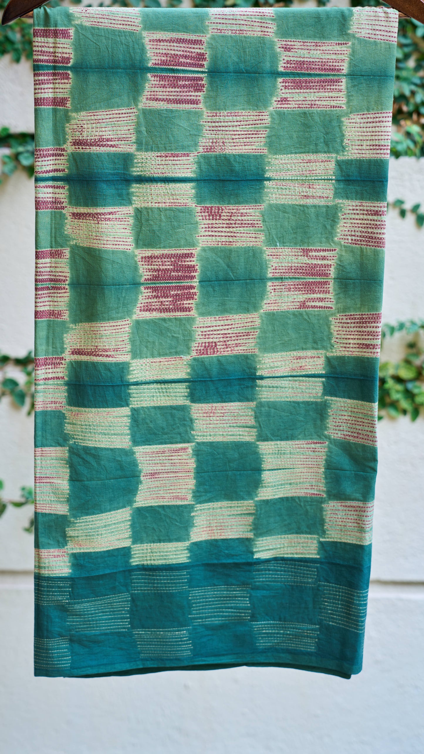 Green Nui Shibori Handcrafted Cotton Fabric – 2.5 Meters – handcrafted cotton – Handcrafted in India