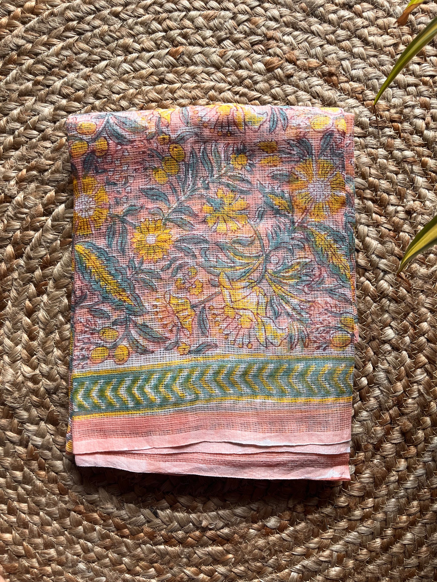 Kaamini – Floral Bagru Print Kota Doria Suit Set – handcrafted cotton – Handcrafted in India