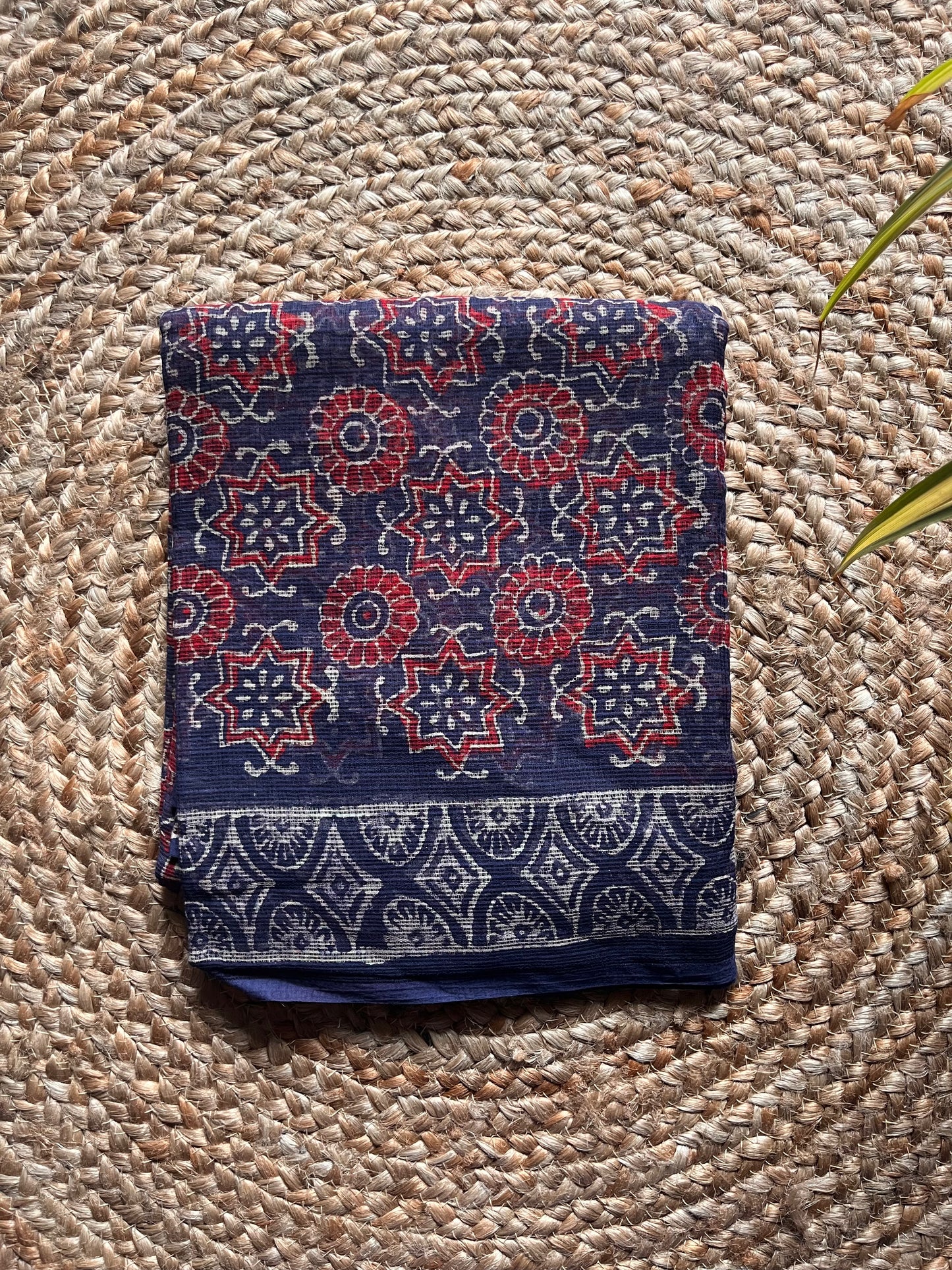 Taru – Red & Indigo Bagru Printed Kota Cotton Suit Set – handcrafted cotton – Handcrafted in India