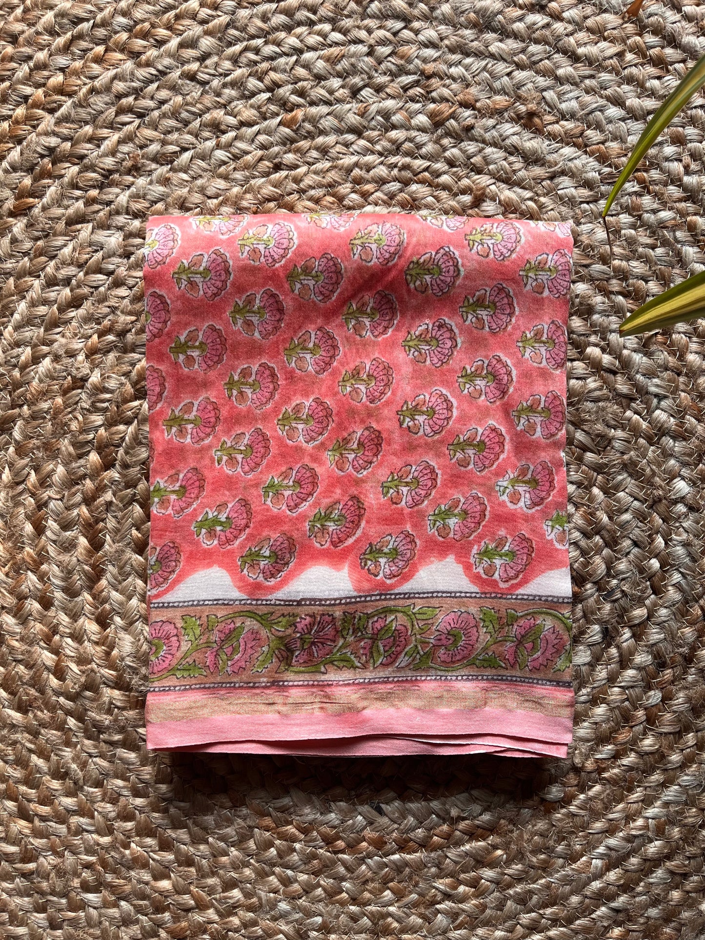Gulbadan – Blush Pink Chanderi Silk Suit Set with Bagru Print – handcrafted chanderi-silk; cotton – Handcrafted in India