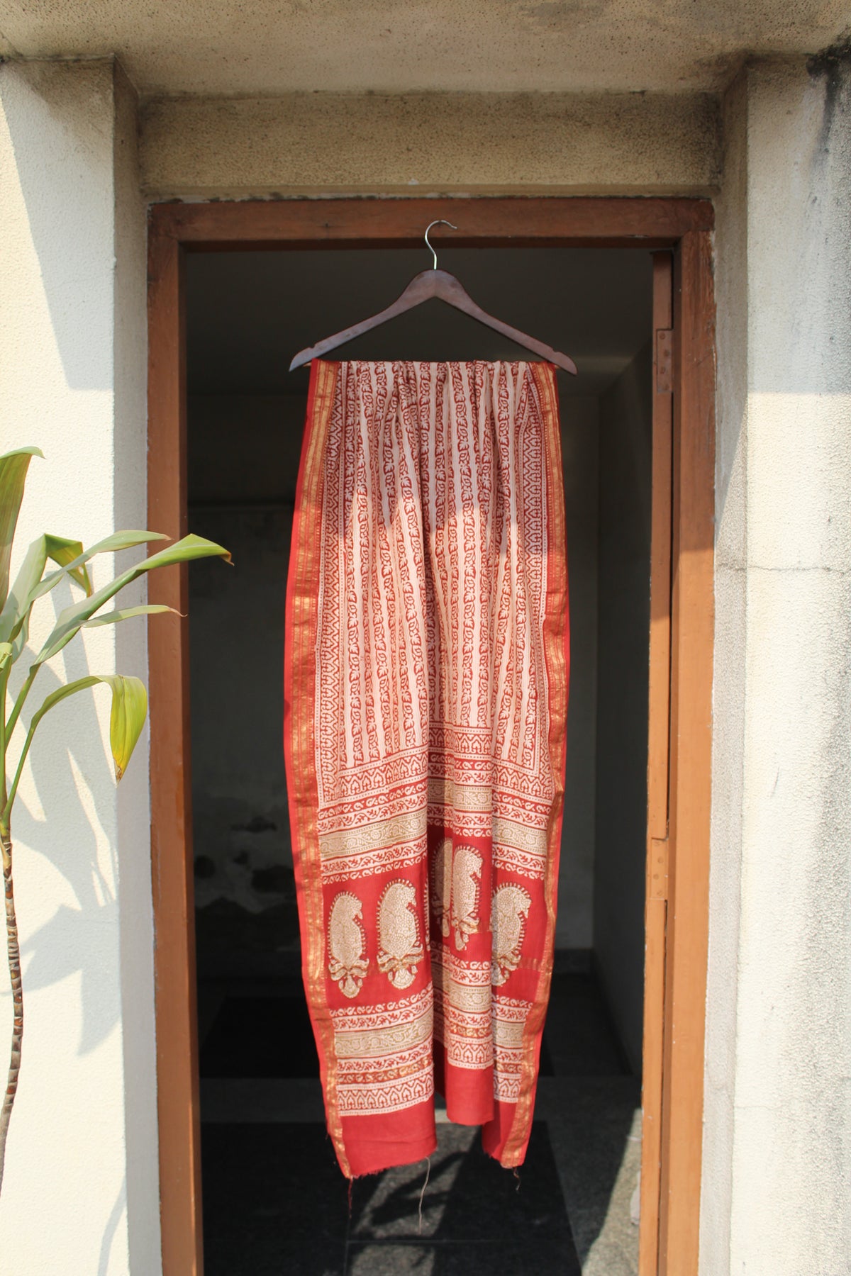 Meera — Rust Indigo Bagh Maheshwari Silk Suit, Bottom & Dupatta Set