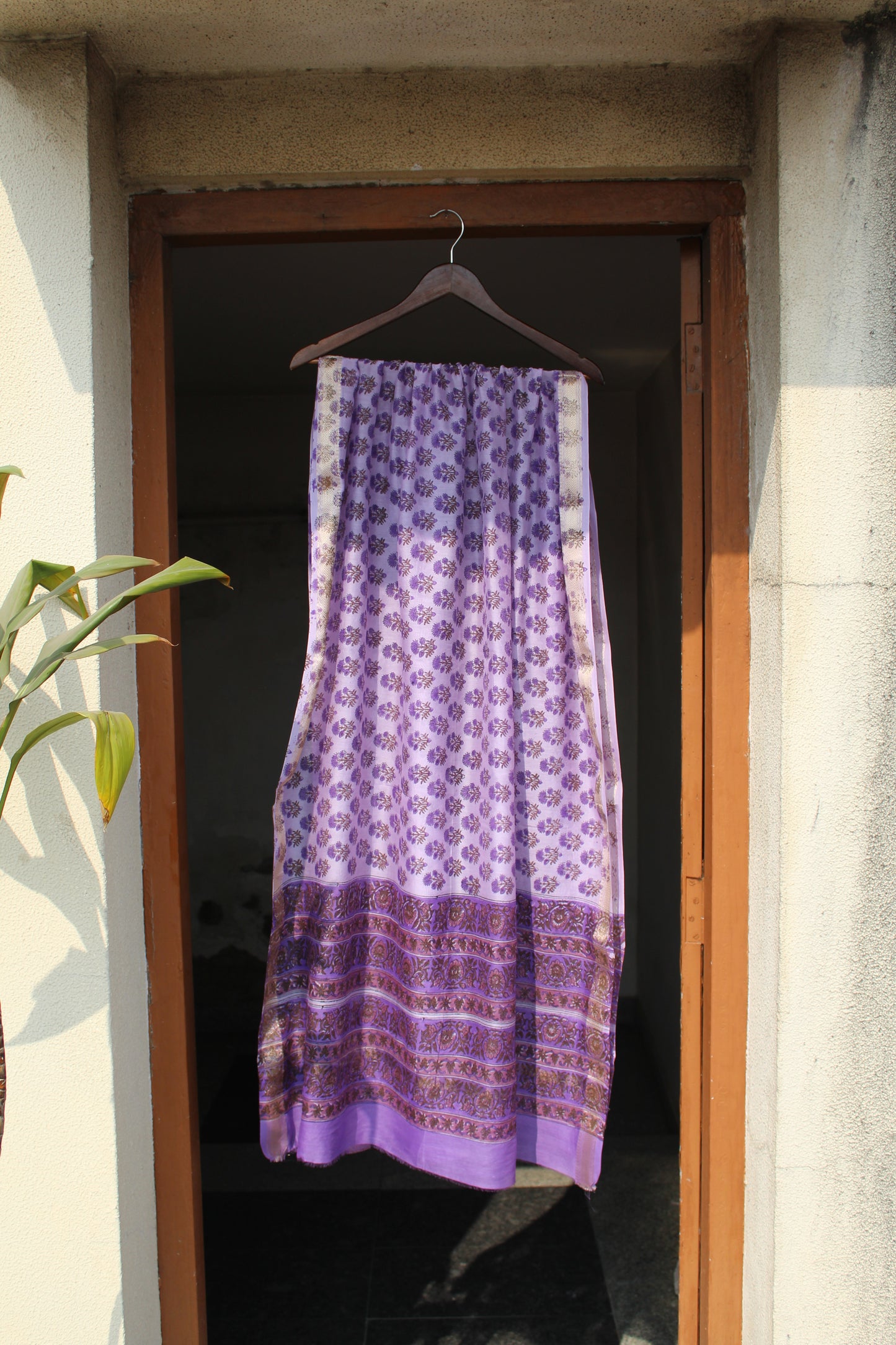 Vanya Lilac Bagru Chanderi Silk Suit Set with Dupatta | Hand Block Print |