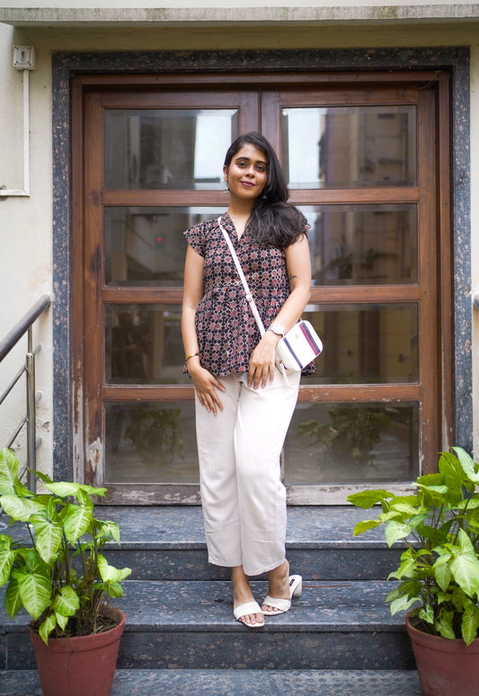 Anaya - Ajrakh Printed Cotton Peplum Top