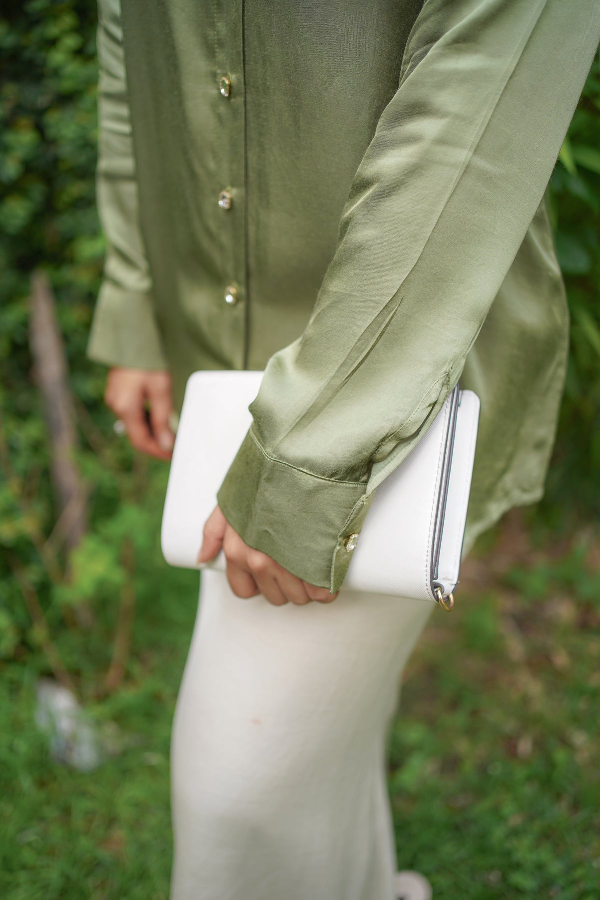 Aarika - Pastel Green Satin-Finish Shirt with Relaxed Silhouette