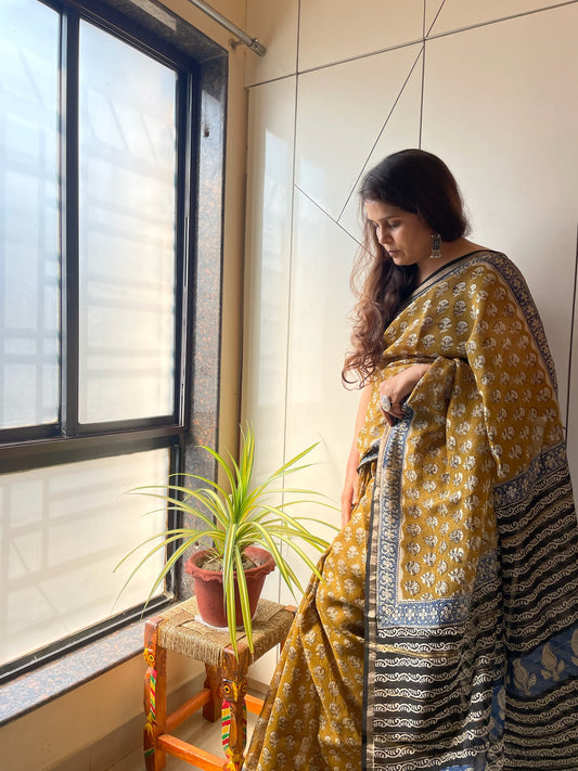 Bagru Chanderi Silk Saare – handcrafted chanderi-silk – Handcrafted in India