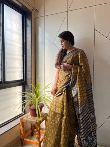 Bagru Chanderi Silk Saare – handcrafted chanderi-silk – Handcrafted in India