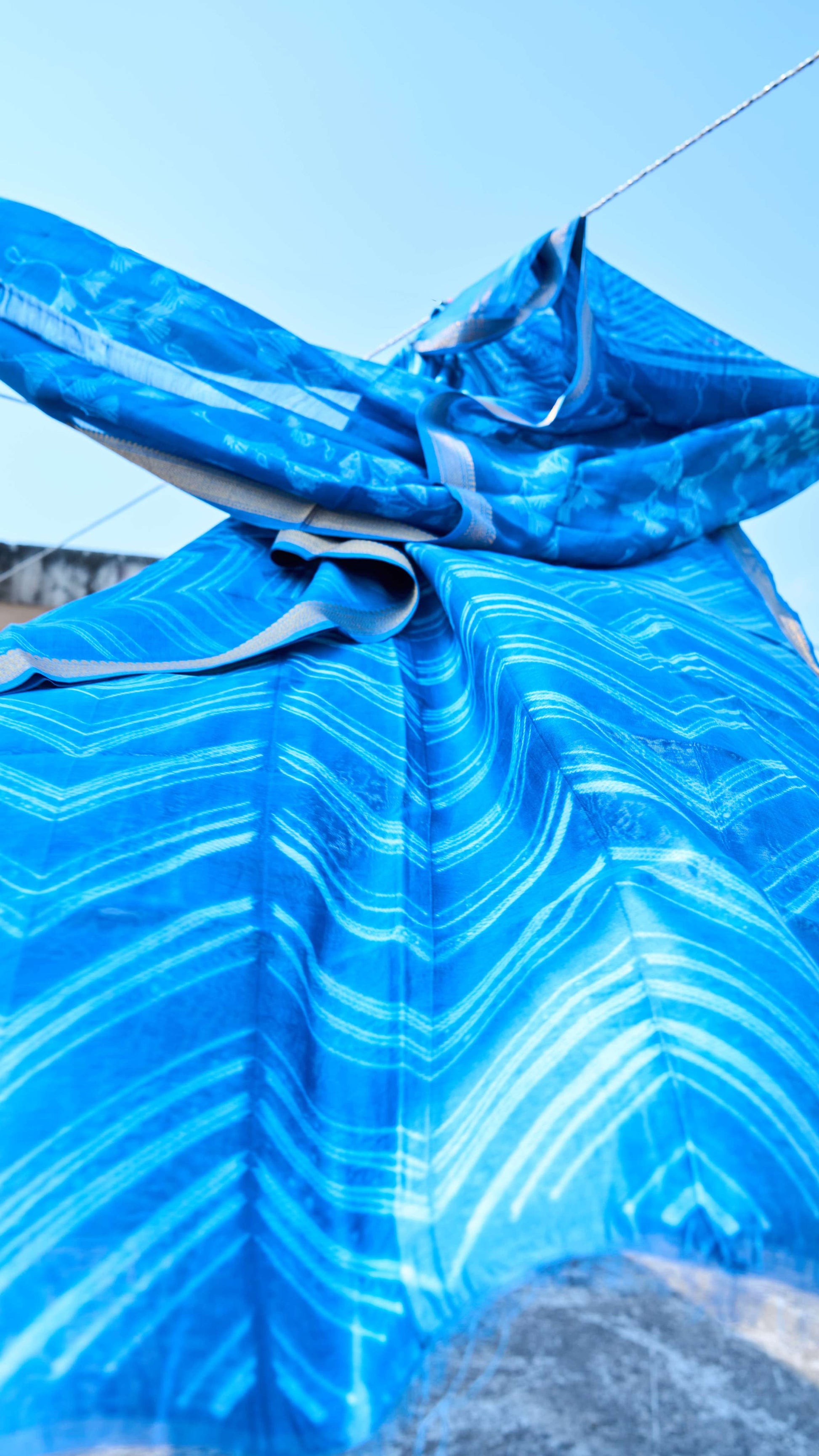 Blue Nui Shibori Maheshwari Silk Handcrafted Set – handcrafted silk; cotton suits – Handcrafted in India