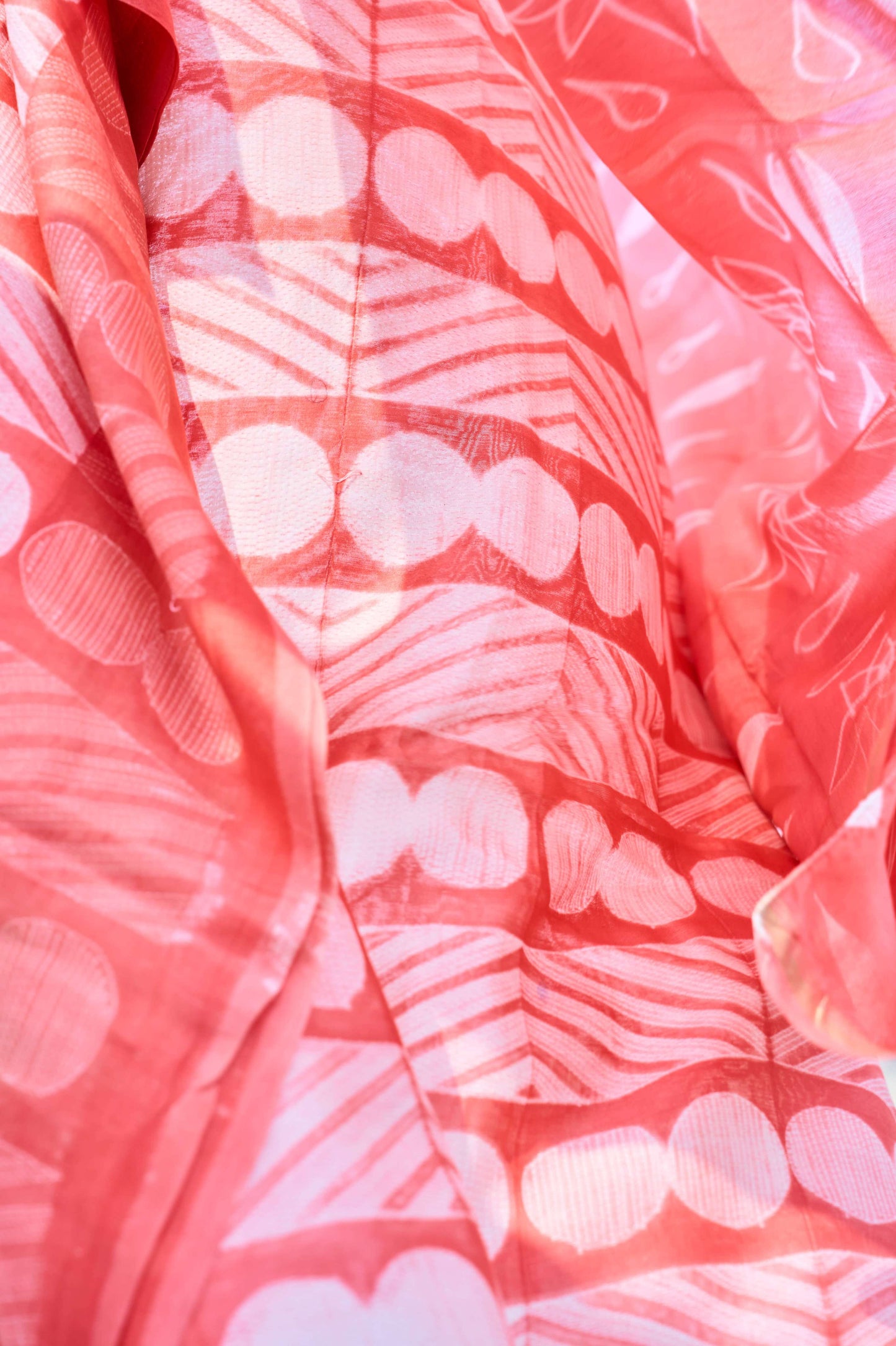 Coral Peach Nui Shibori Handcrafted Chanderi Silk Set – handcrafted silk; cotton suits – Handcrafted in India