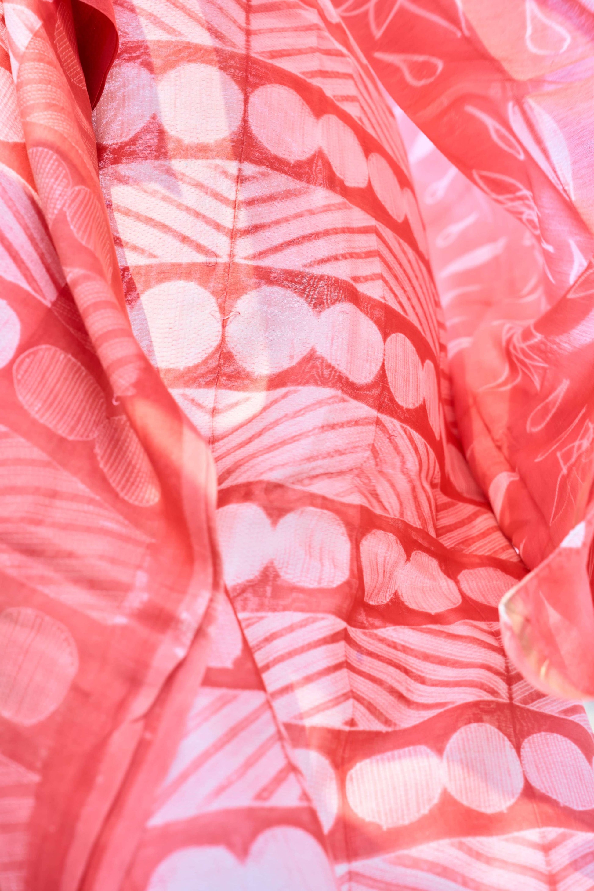 Coral Peach Nui Shibori Handcrafted Chanderi Silk Set – handcrafted silk; cotton suits – Handcrafted in India