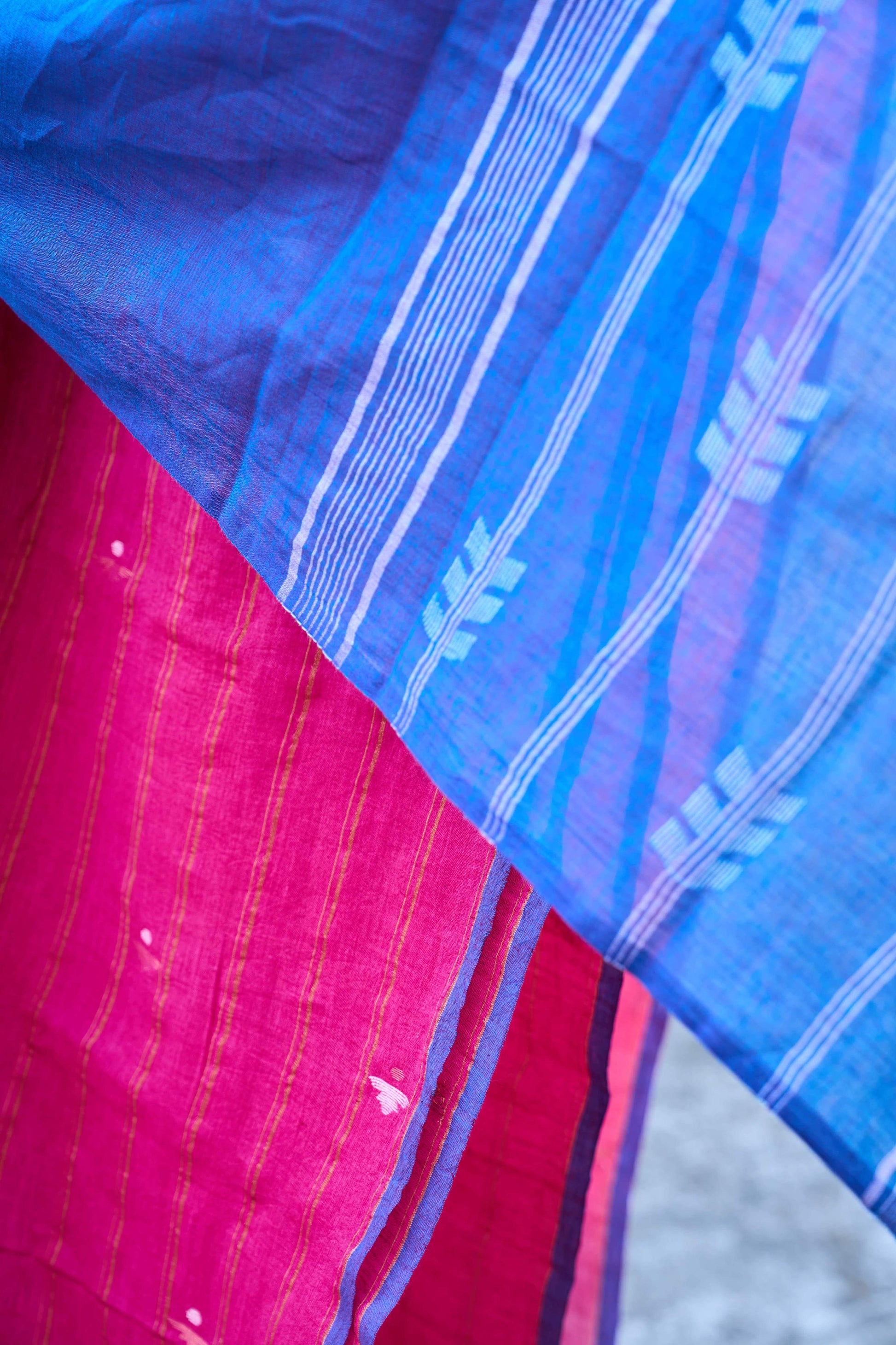 Magenta Jamdani Cotton Suit Set – handcrafted cotton – Handcrafted in India