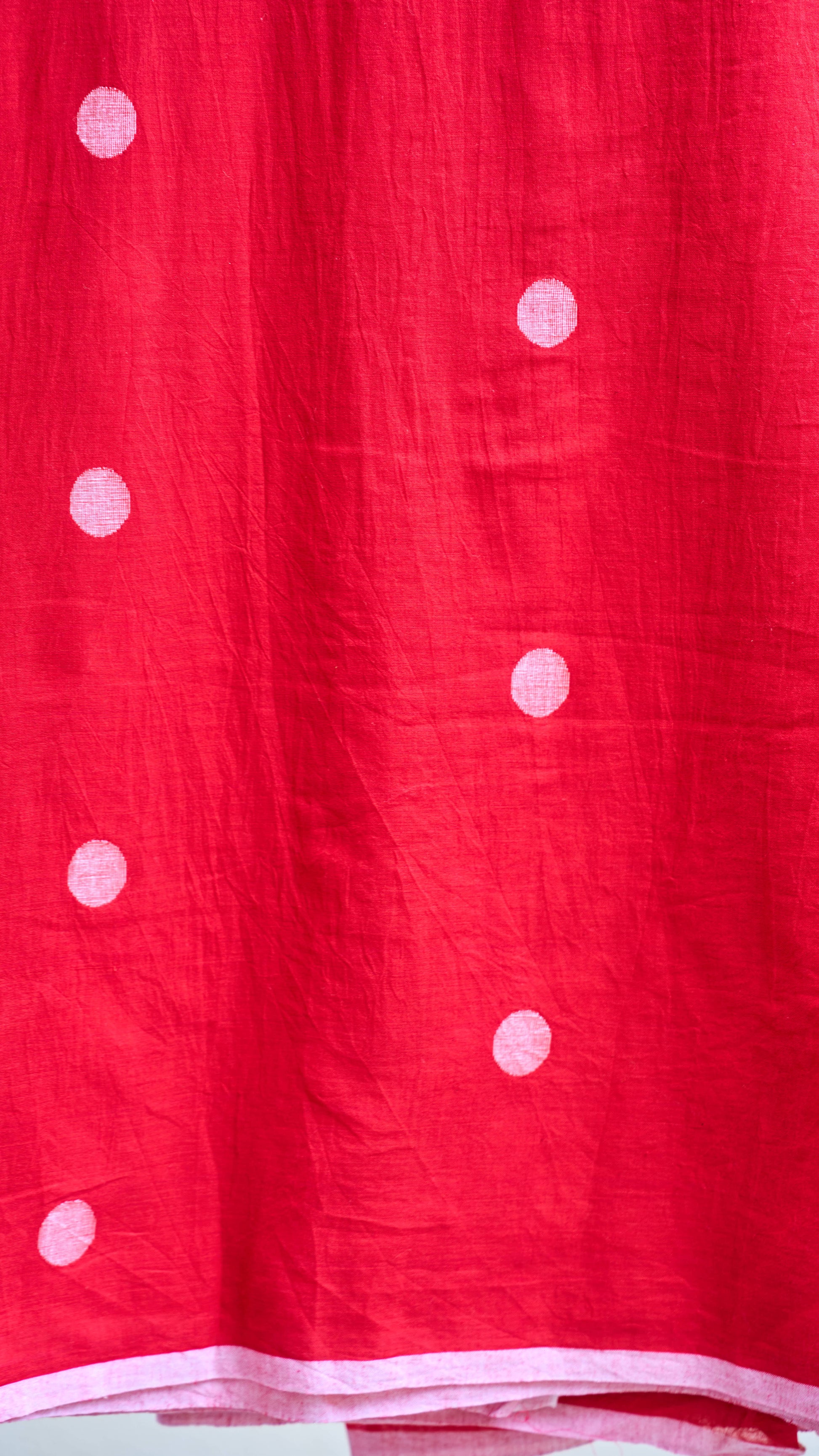 Red Jamdani Handwoven Cotton Fabric – Sold Per Meter – handcrafted cotton – Handcrafted in India