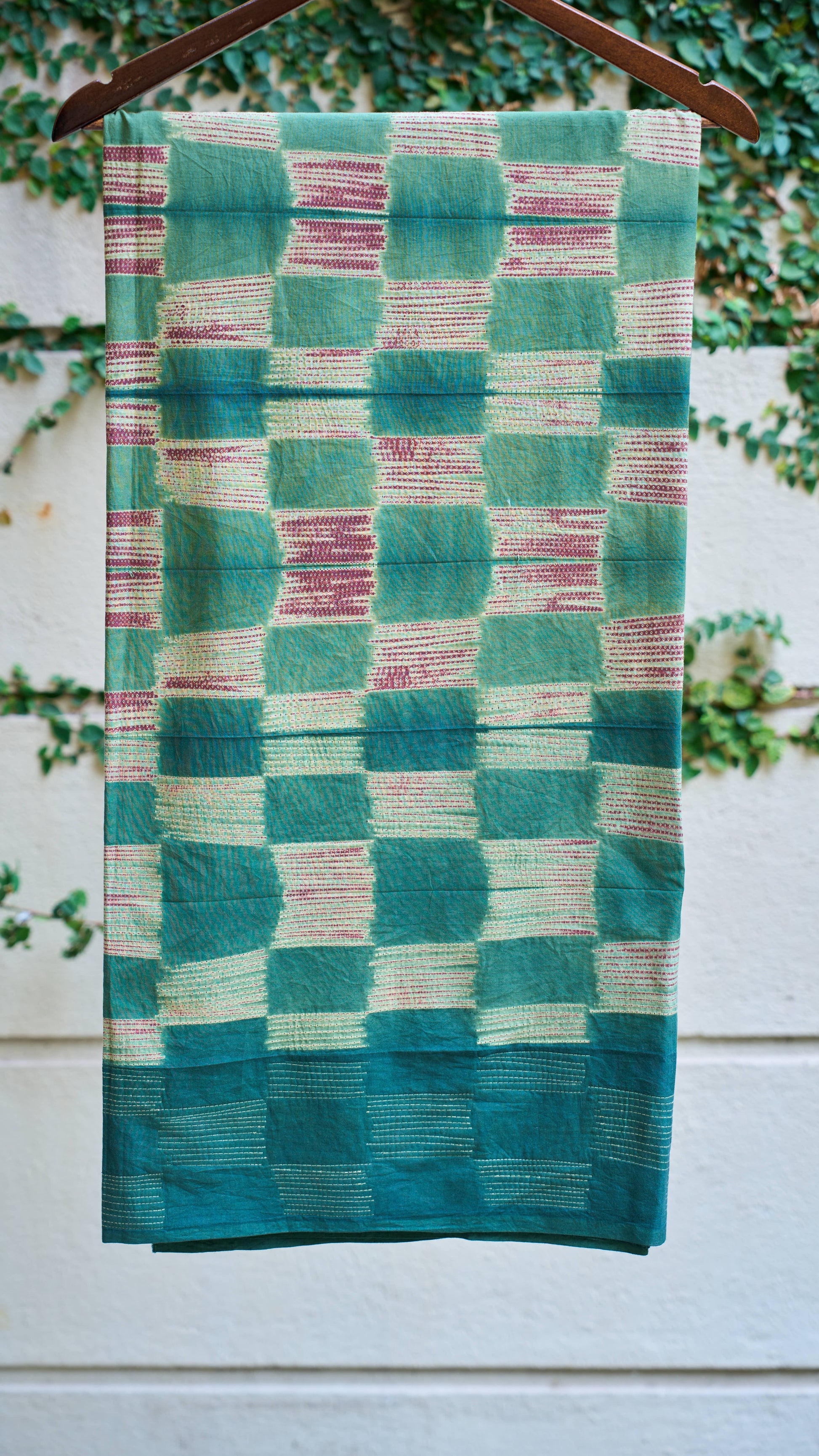Green Nui Shibori Handcrafted Cotton Fabric – 2.5 Meters – handcrafted cotton – Handcrafted in India