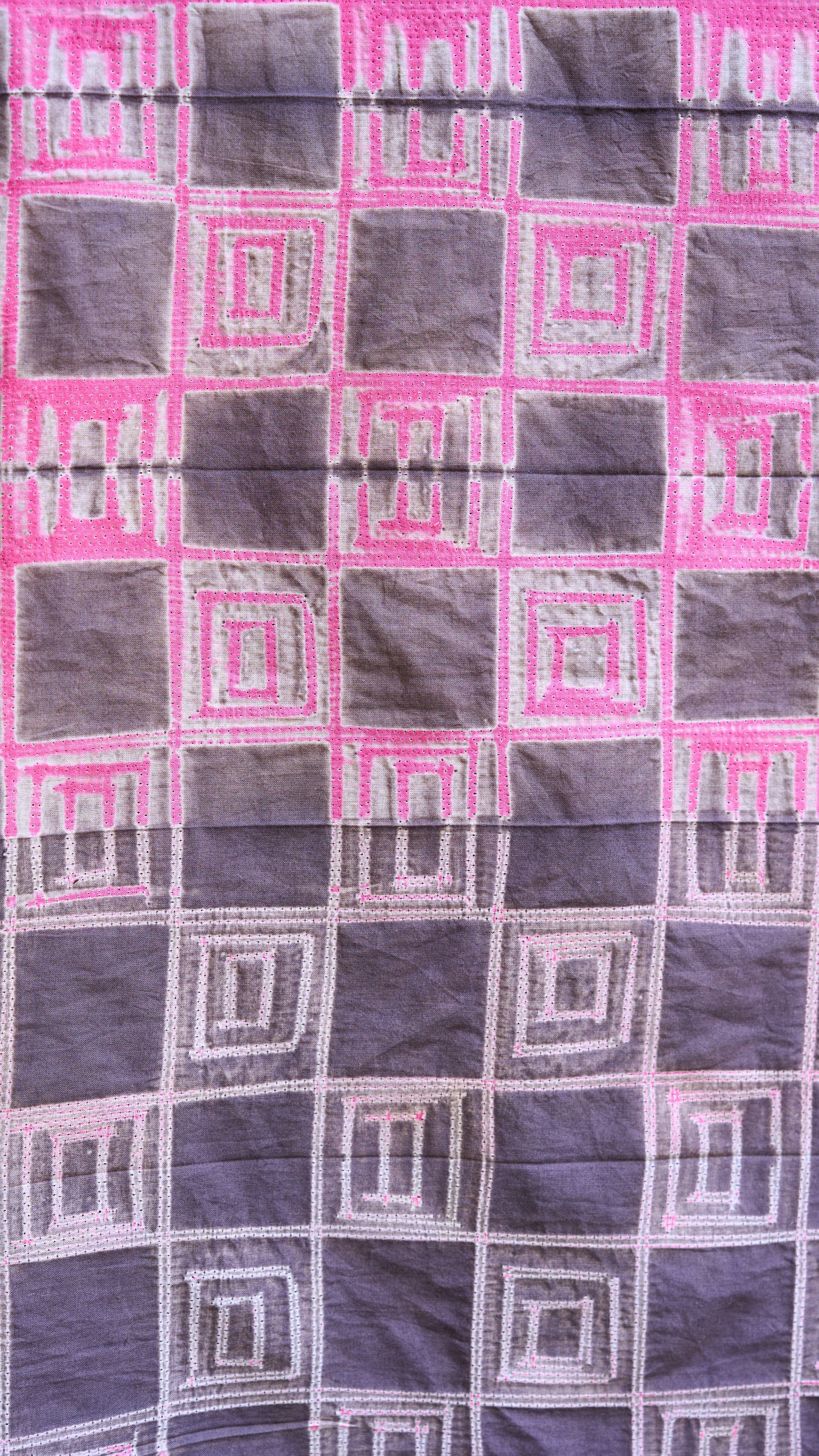 Brown & Fuchsia Pink Nui Shibori Handcrafted Cotton Fabric – 2.5 Meters – handcrafted cotton – Handcrafted in India