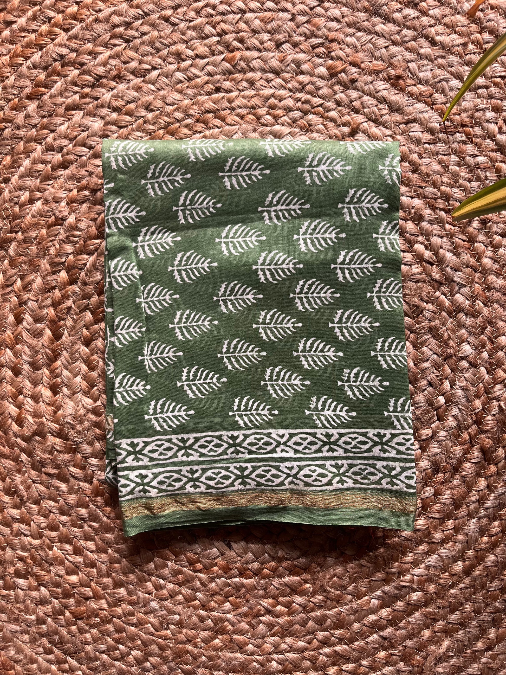 Chandni – Yellow gold Chanderi Silk Suit Set with Bagru Print – handcrafted chanderi-silk; cotton – Handcrafted in India