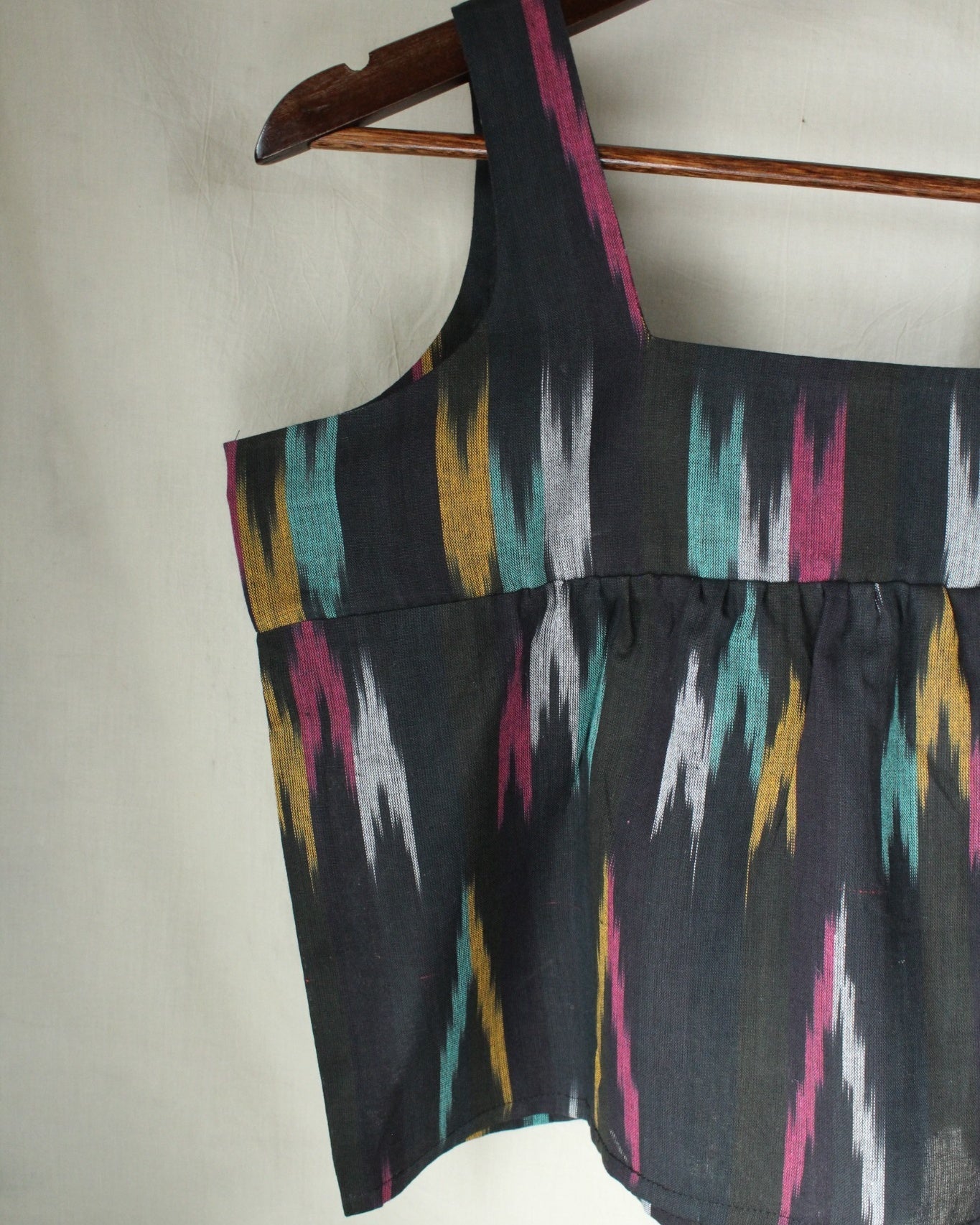 Aaravya - Black Multicolor Ikat Top by LabelA