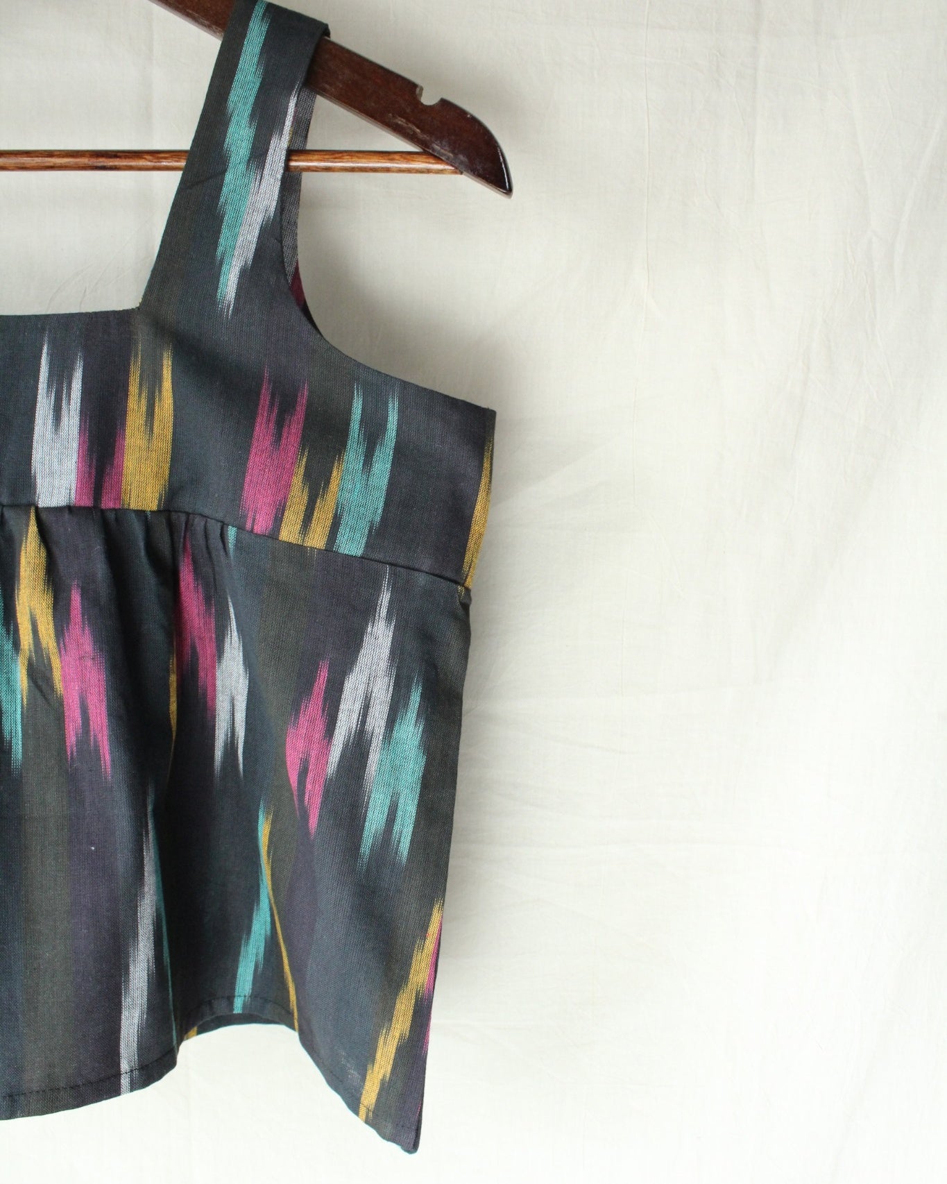 Aaravya - Black Multicolor Ikat Top by LabelA