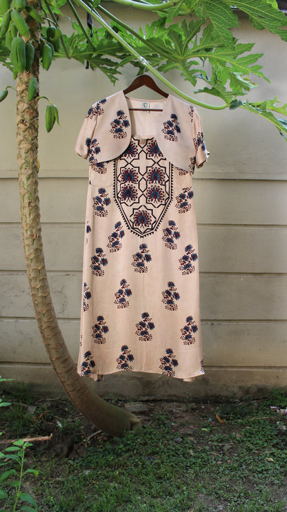 Aarika — Beige Ajrakh Modal Dress