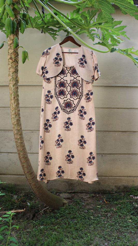 Aarika — Beige Ajrakh Modal Dress