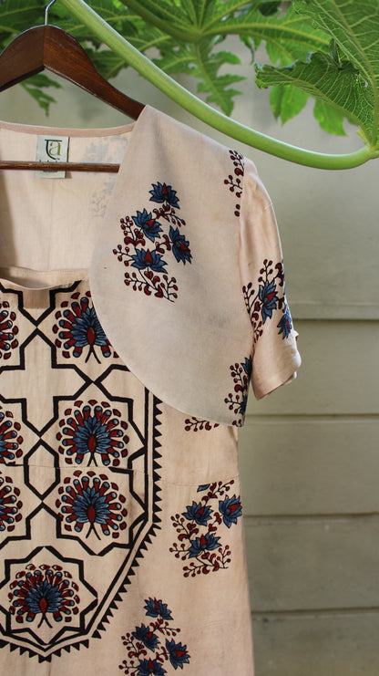 Aarika — Beige Ajrakh Modal Dress