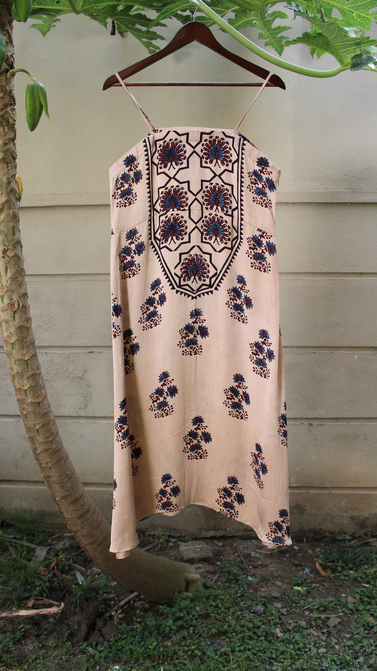 Aarika — Beige Ajrakh Modal Dress