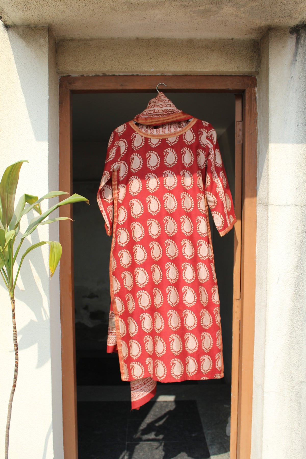 Meera — Rust Indigo Bagh Maheshwari Silk Suit, Bottom &amp; Dupatta Set