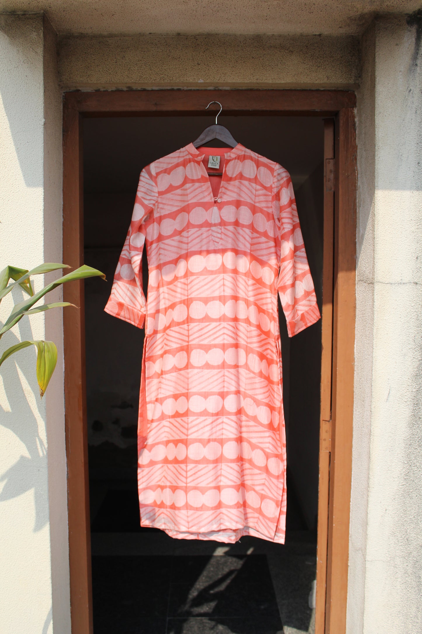 Reva Coral Nui Shibori Chanderi Silk Suit Set with Duppatta