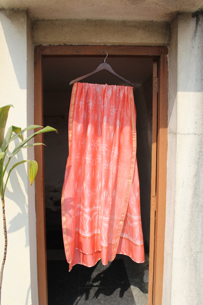 Reva Coral Nui Shibori Chanderi Silk Suit Set with Duppatta