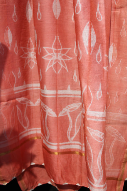 Reva Coral Nui Shibori Chanderi Silk Suit Set with Duppatta