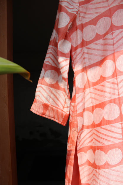 Reva Coral Nui Shibori Chanderi Silk Suit Set with Duppatta