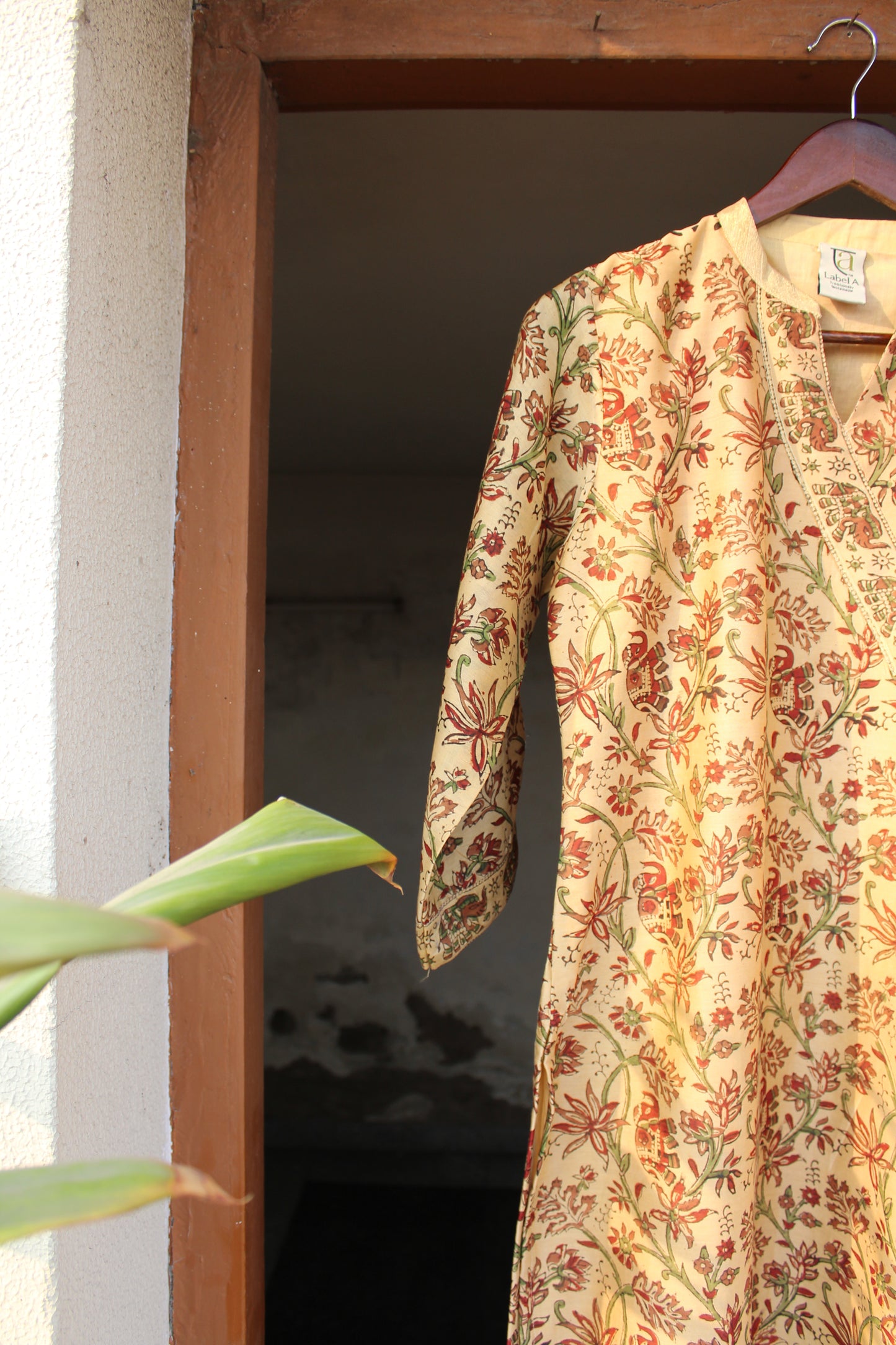 Myra Mustard Bagru Kalamkari Chanderi Silk Suit Set with Bottom & Dupatta | Hand Block Print |