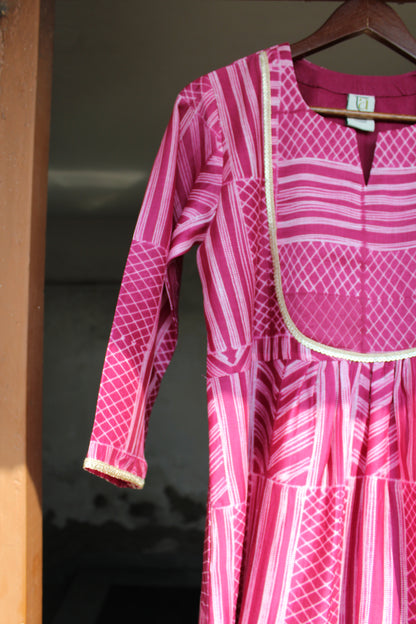 Aarya — Berry Nui Shibori Chanderi Silk Suit &amp; Dupatta Set