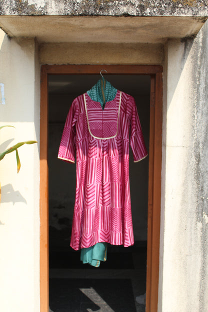 Aarya — Berry Nui Shibori Chanderi Silk Suit &amp; Dupatta Set