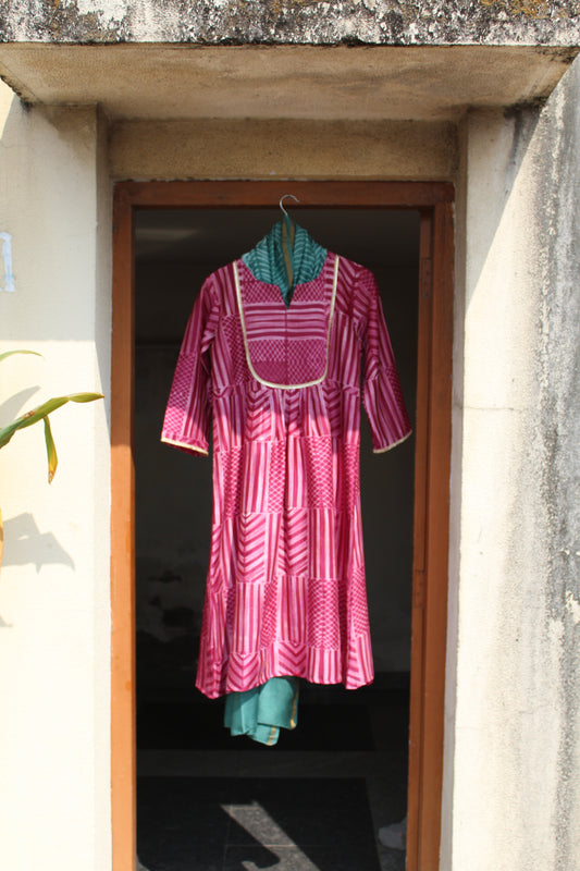 Aarya — Berry Nui Shibori Chanderi Silk Suit &amp; Dupatta Set