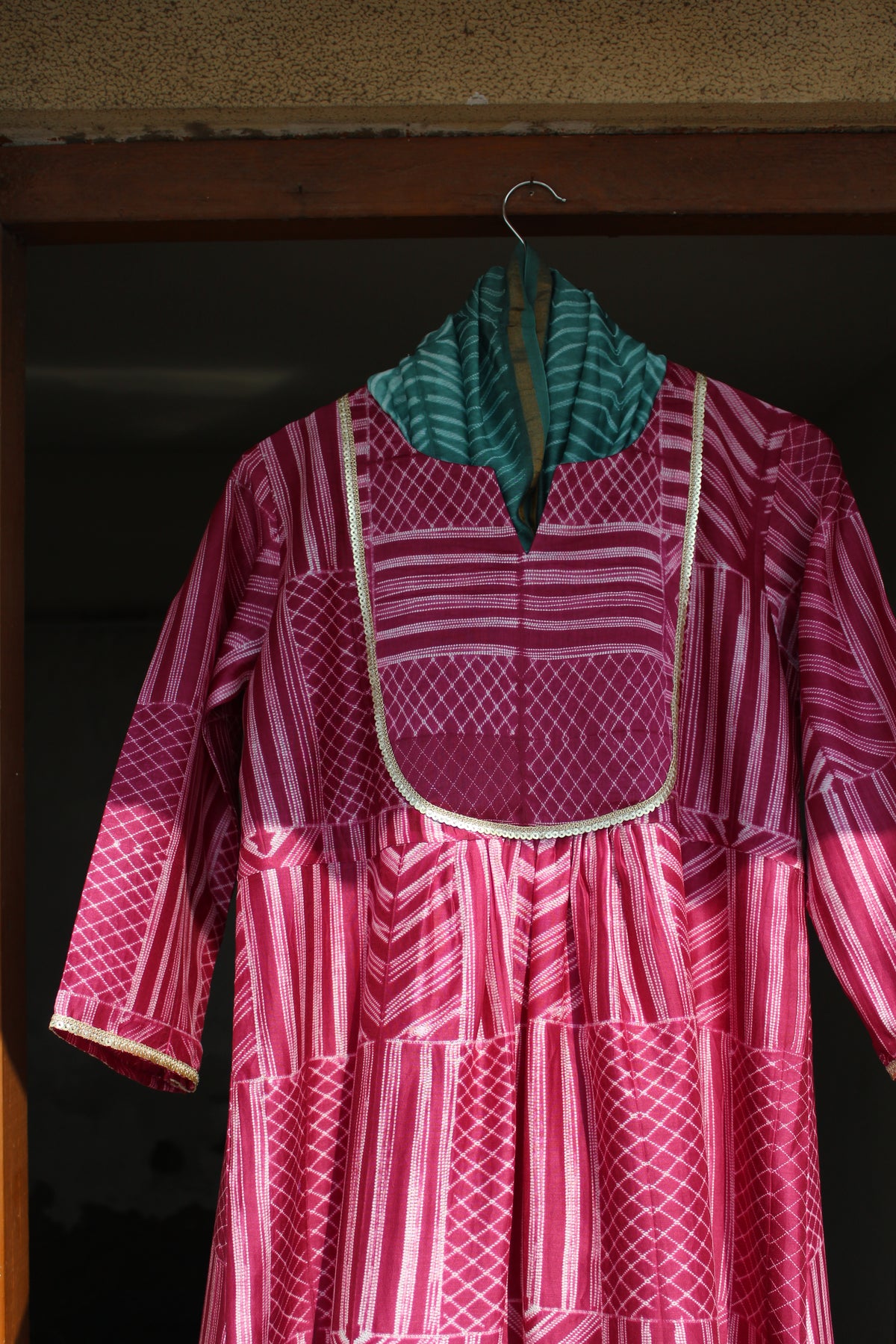 Aarya — Berry Nui Shibori Chanderi Silk Suit &amp; Dupatta Set