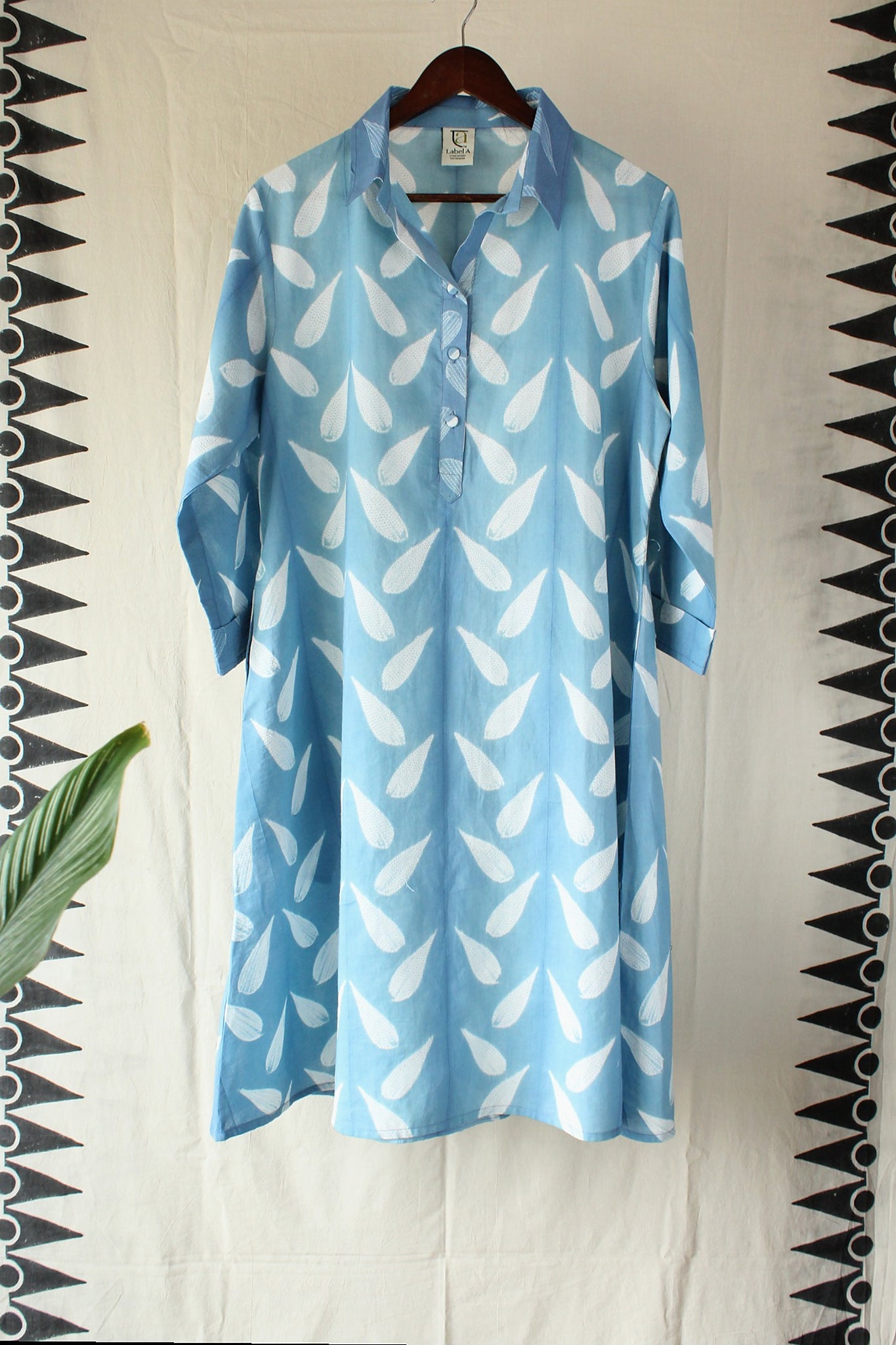 Aadhira — Sky Blue Cotton Nui Dress by LabelA with Nui