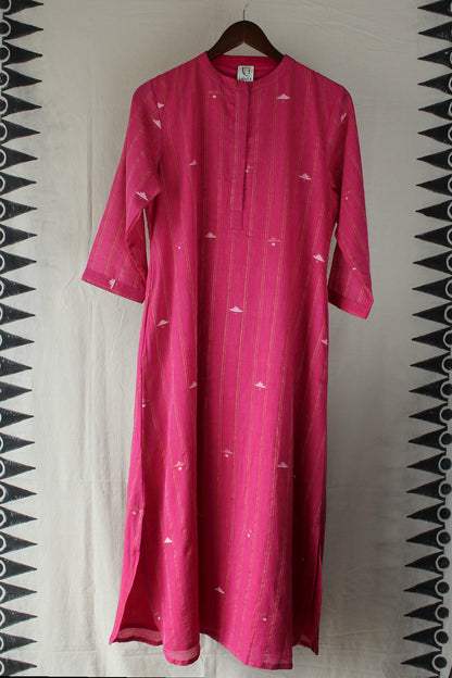 Arzoo — Rani Pink Cotton Jamdaani Dress by LabelA in Cotton