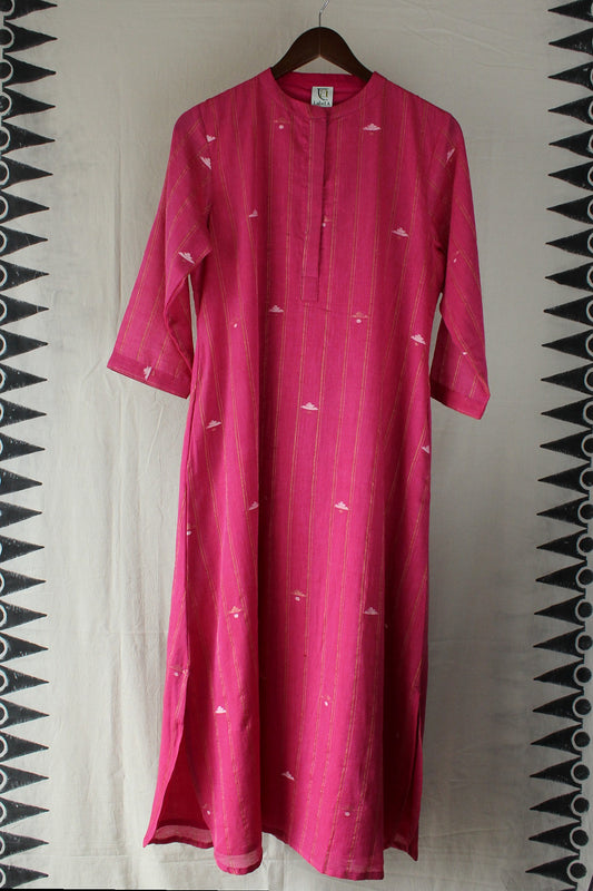 Arzoo — Rani Pink Cotton Jamdaani Dress by LabelA in Cotton